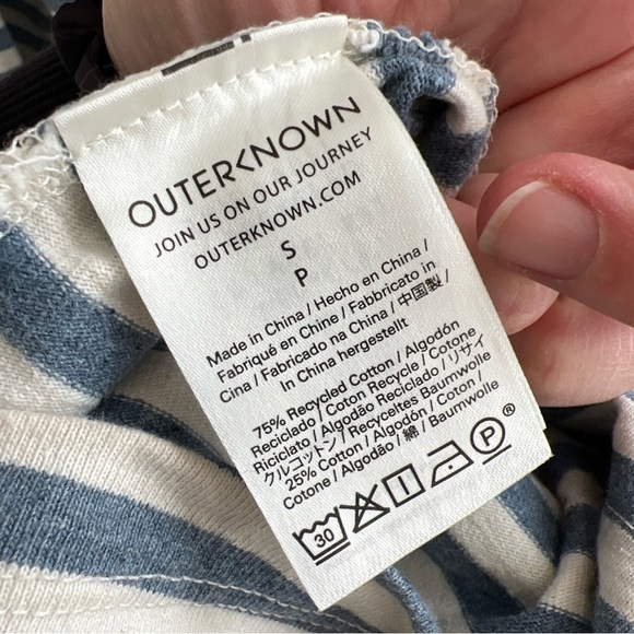 OUTERKNOWN New Denim Project Boatneck Blue Nautical Striped Dress Small Cotton - Picture 5 of 5